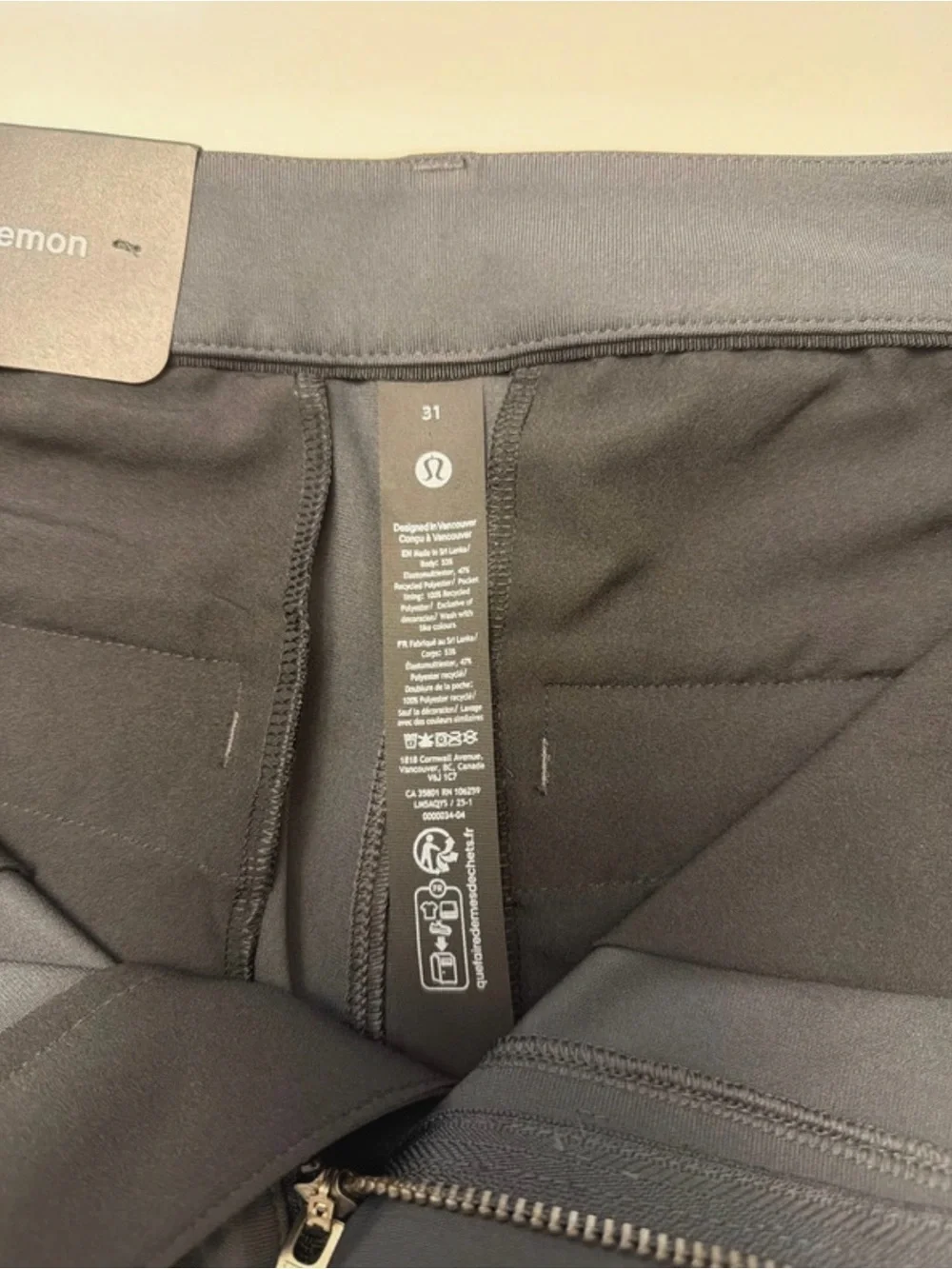 NWT Lululemon ABC Slim-Fit Trouser 30L *Warpstreme in Obsidian
